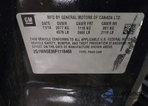 2015 Chevrolet Impala Limited Ls z USA, uszkodzony, nr VIN 2G1WA5E36F1118468